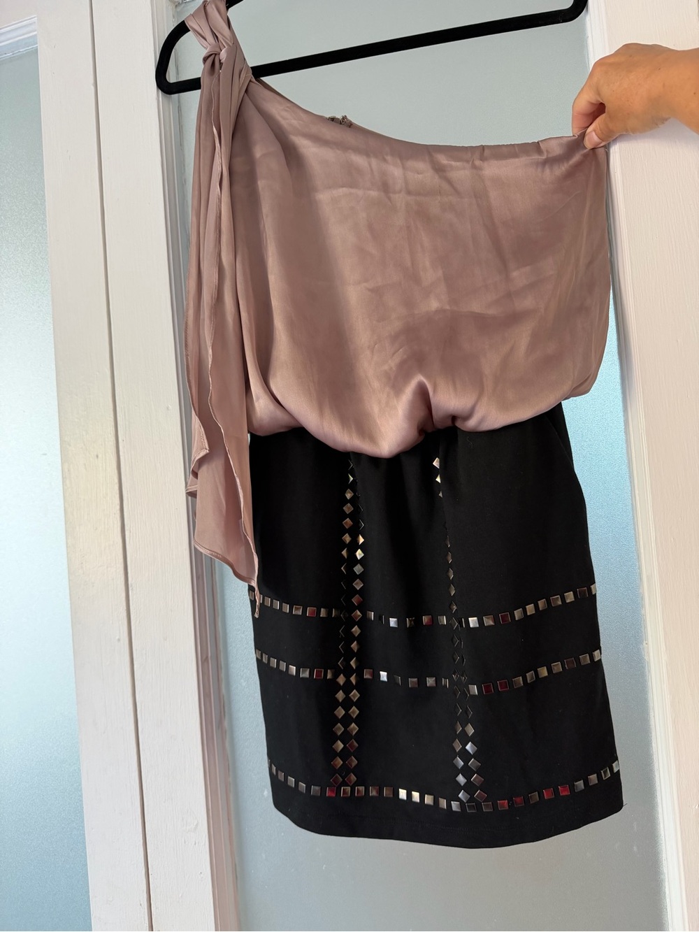 Mustard Seed Mauve & Black Pencil Skirt with Stud Accents